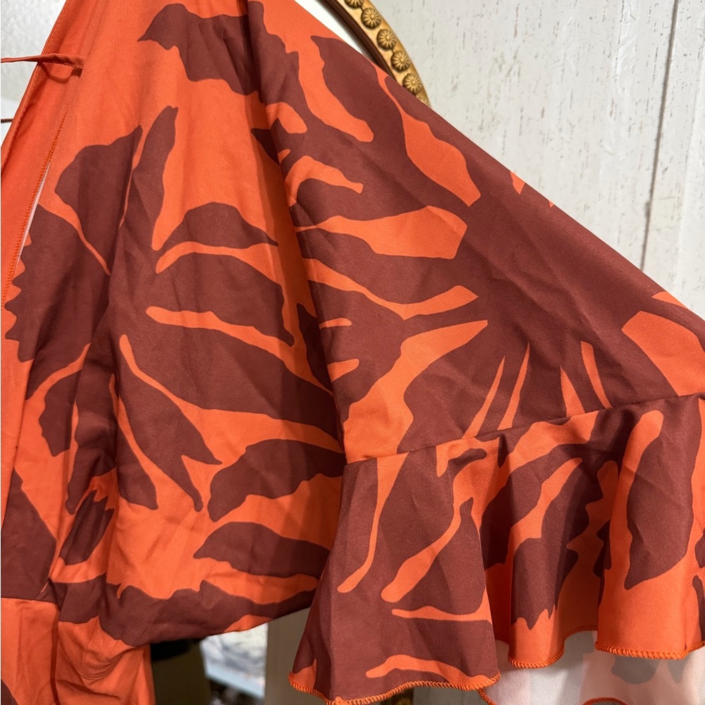 Floral Maxi Dress in Orange and Brown - Picture 5 of 6